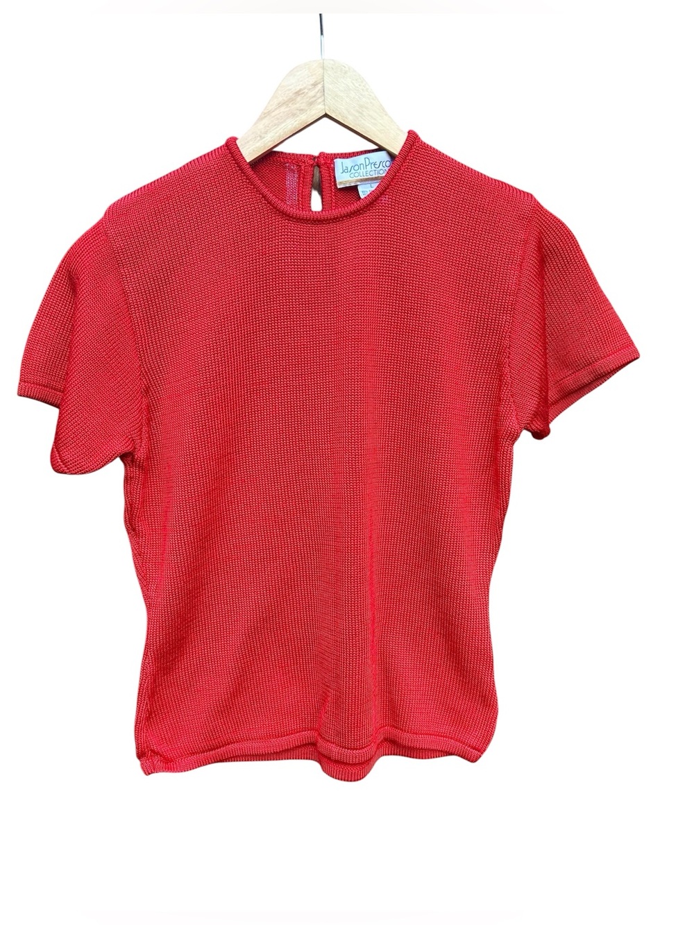 VTG 70s/80s Sweater Rayon Cotton Slinky Short Sleeve Red